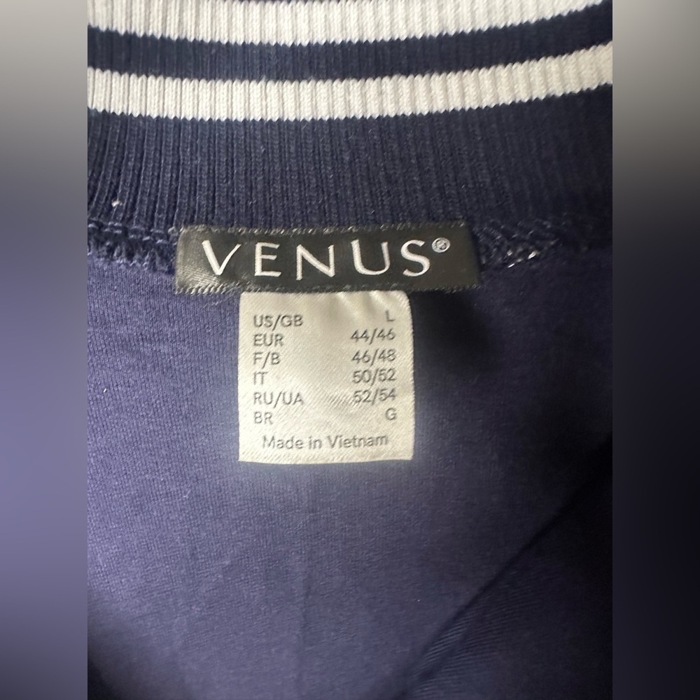 Womens VENUS Red White & Blue Long Sleeve Quarter Zip Size Large Sweater Dress - Picture 9 of 10